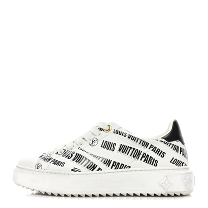 Louis Vuitton Calfskin Printed Time Out Trainer Sneakers 38 White 1 of 11