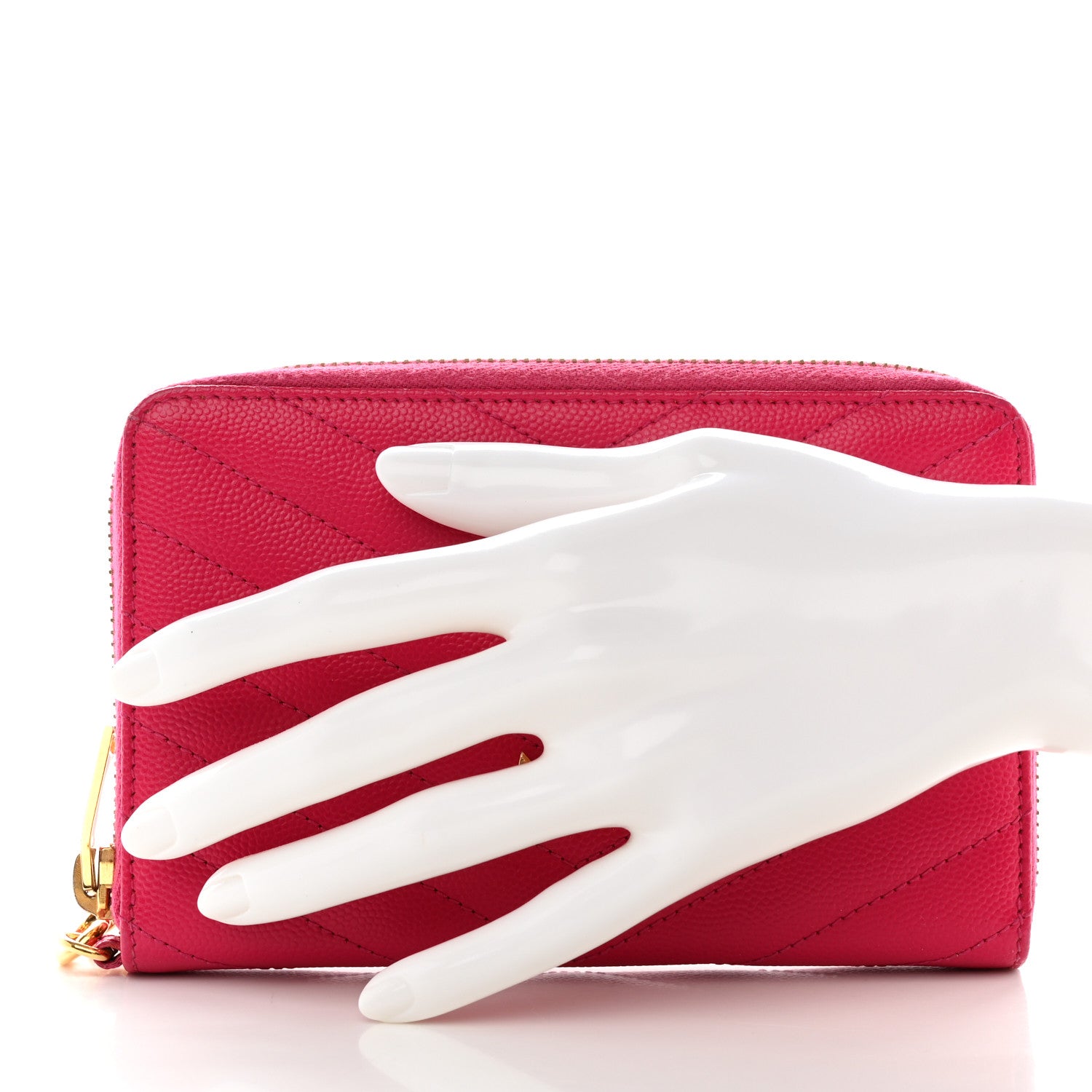 Saint Laurent Grain De Poudre Matelasse Chevron Monogram Phone Wallet Pink 2 of 12