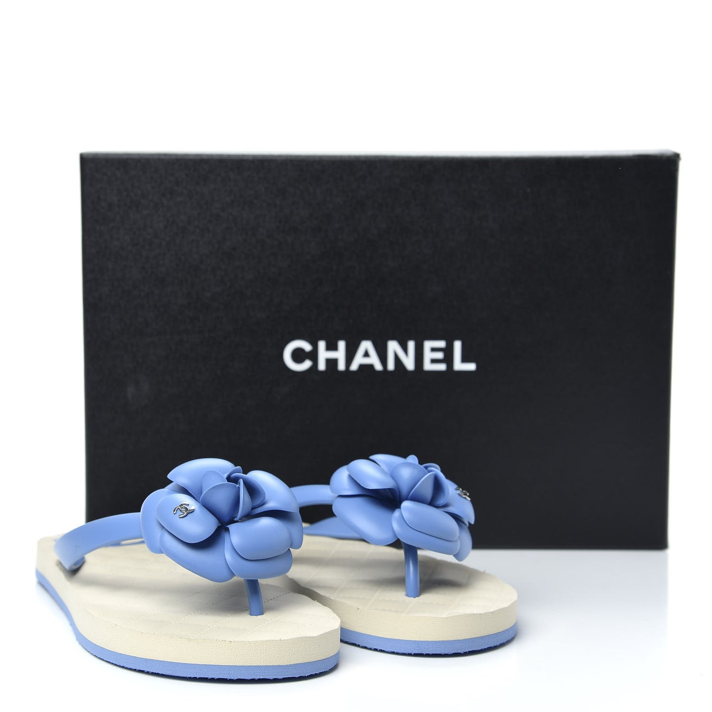 PVC Camellia Thong Sandals 37 Blue