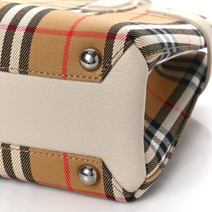 Burberry Goatskin Vintage Check Small Banner Tote Limestone 7 of 9