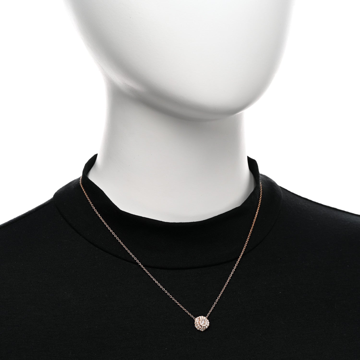 Christian Dior 18K Rose Gold Diamond Small Rose Couture Pave Pendant Necklace 2 of 6