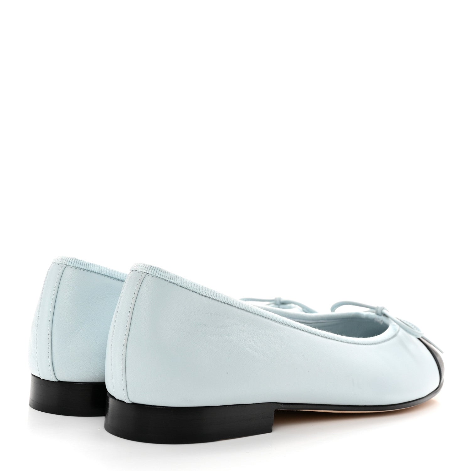 Chanel Lambskin Cap Toe CC Ballerina Flats 37.5 Light Blue Black 4 of 9