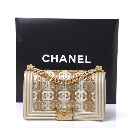 Chanel Metallic Lambskin Medium Golden CC Boy Flap Gold 10 of 10