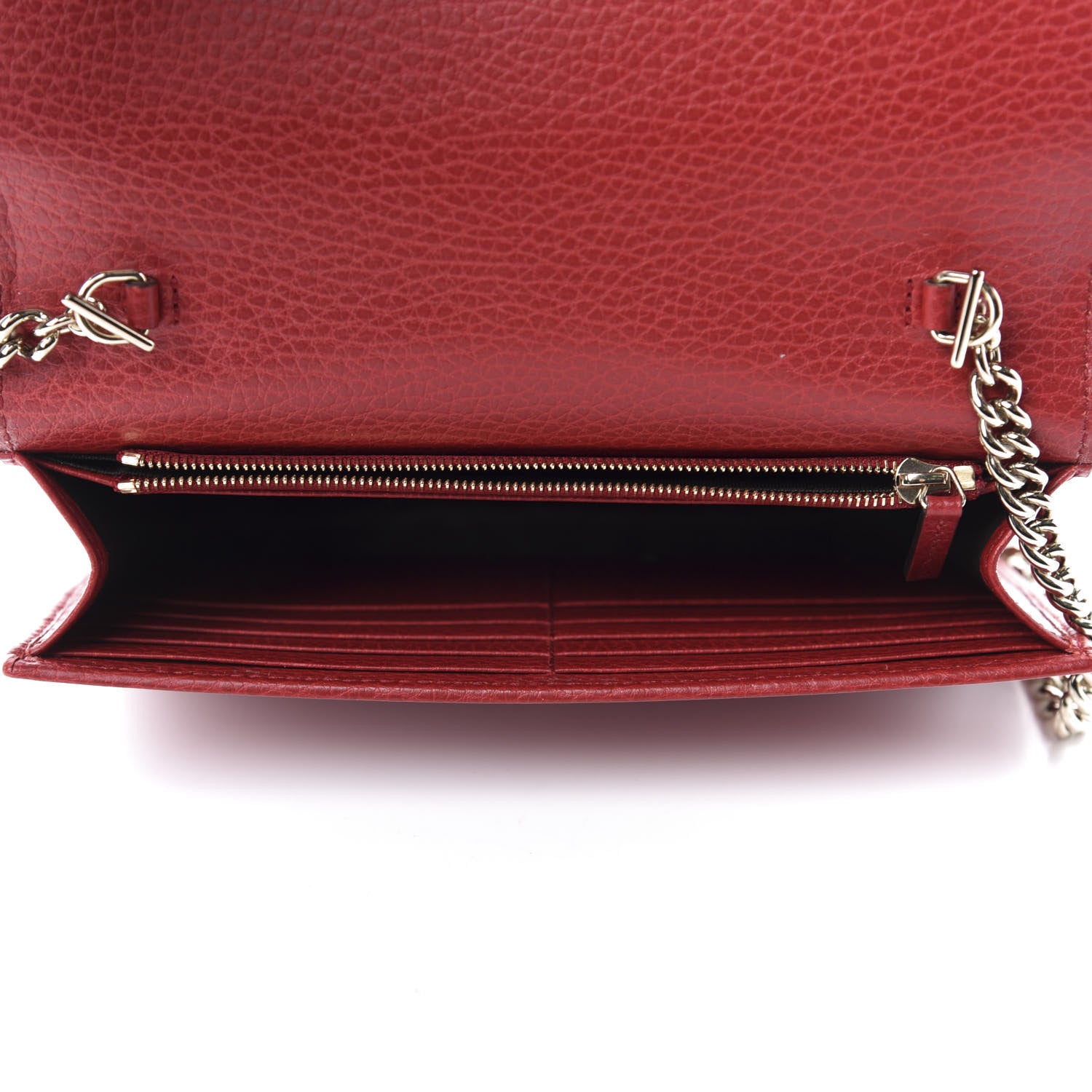 Gucci Dollar Calfskin Interlocking G Chain Wallet Red 5 of 10