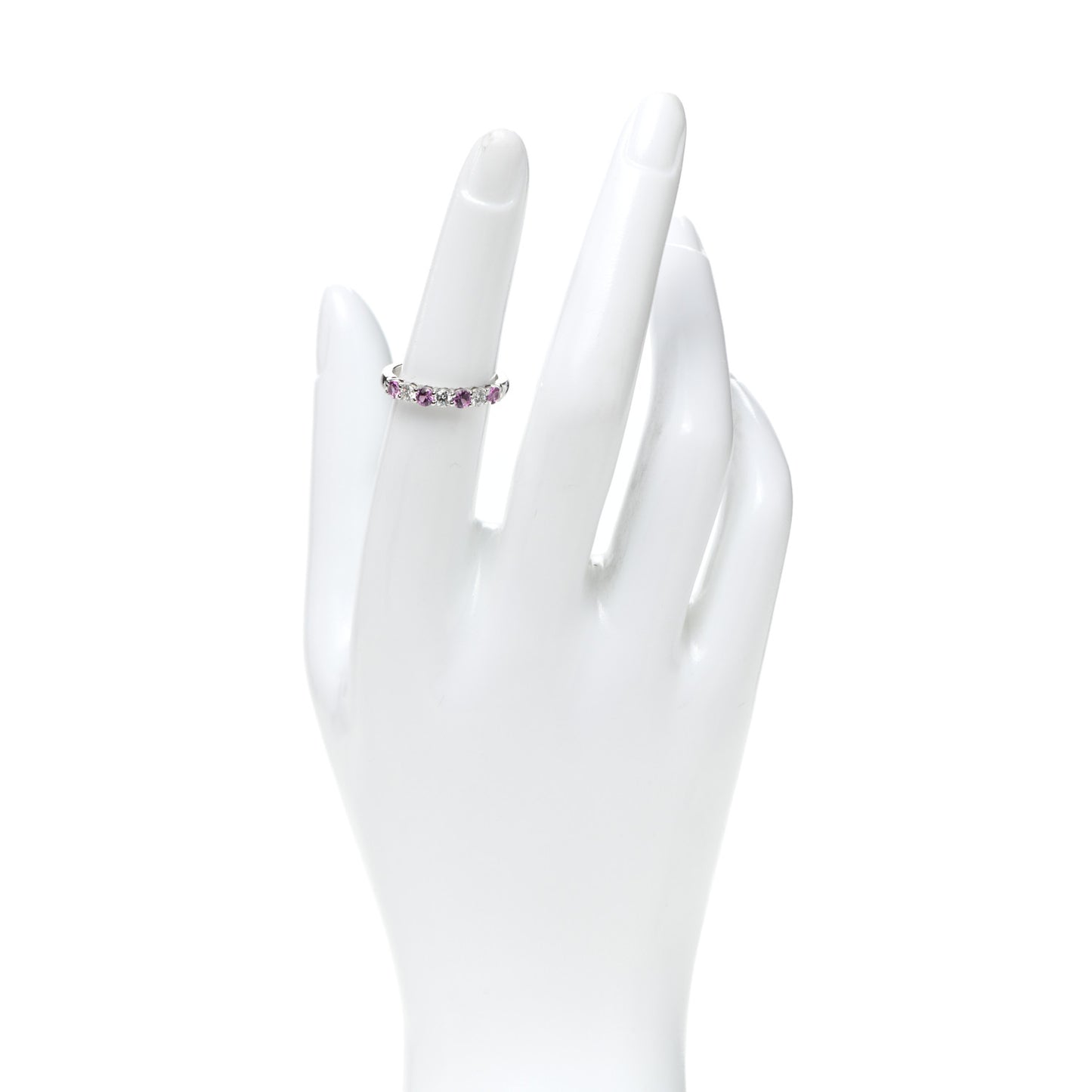 Platinum Diamond Pink Sapphire 3mm Embrace Half Circle Ring 51 5.75