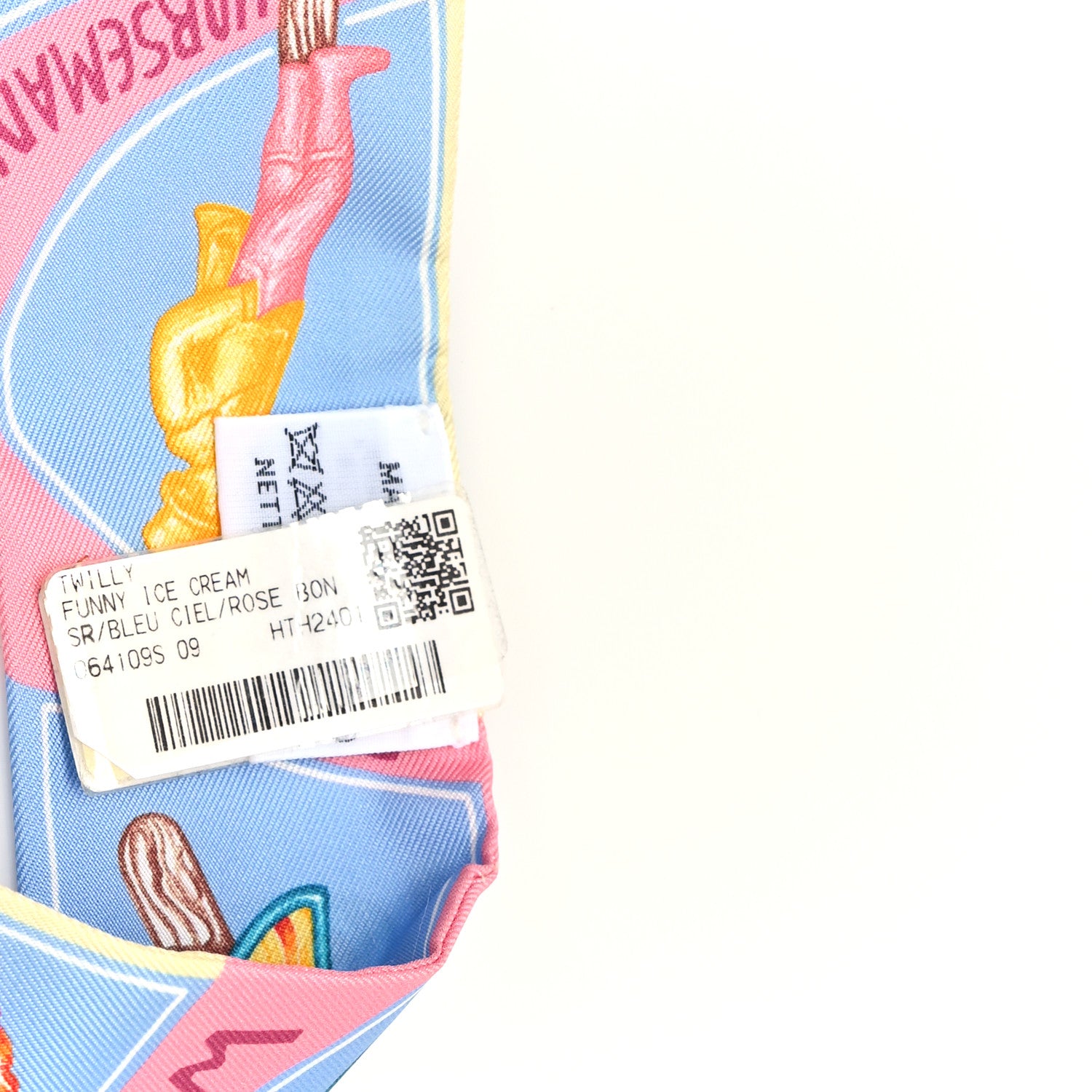 Hermes Silk Funny Ice Cream Twilly Bleu Ciel Rose Bonbon 3 of 4