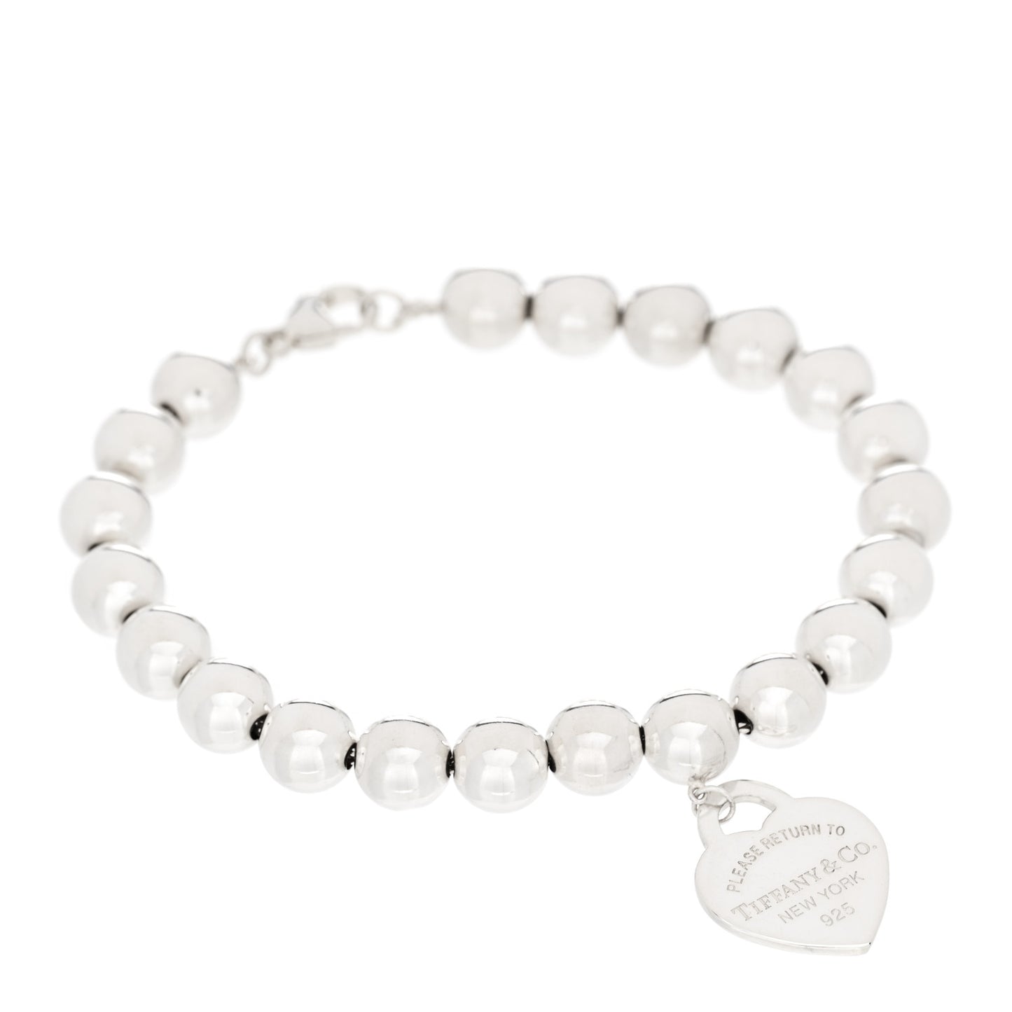 Sterling Silver 8mm Return To Tiffany Heart Tag Bead Bracelet