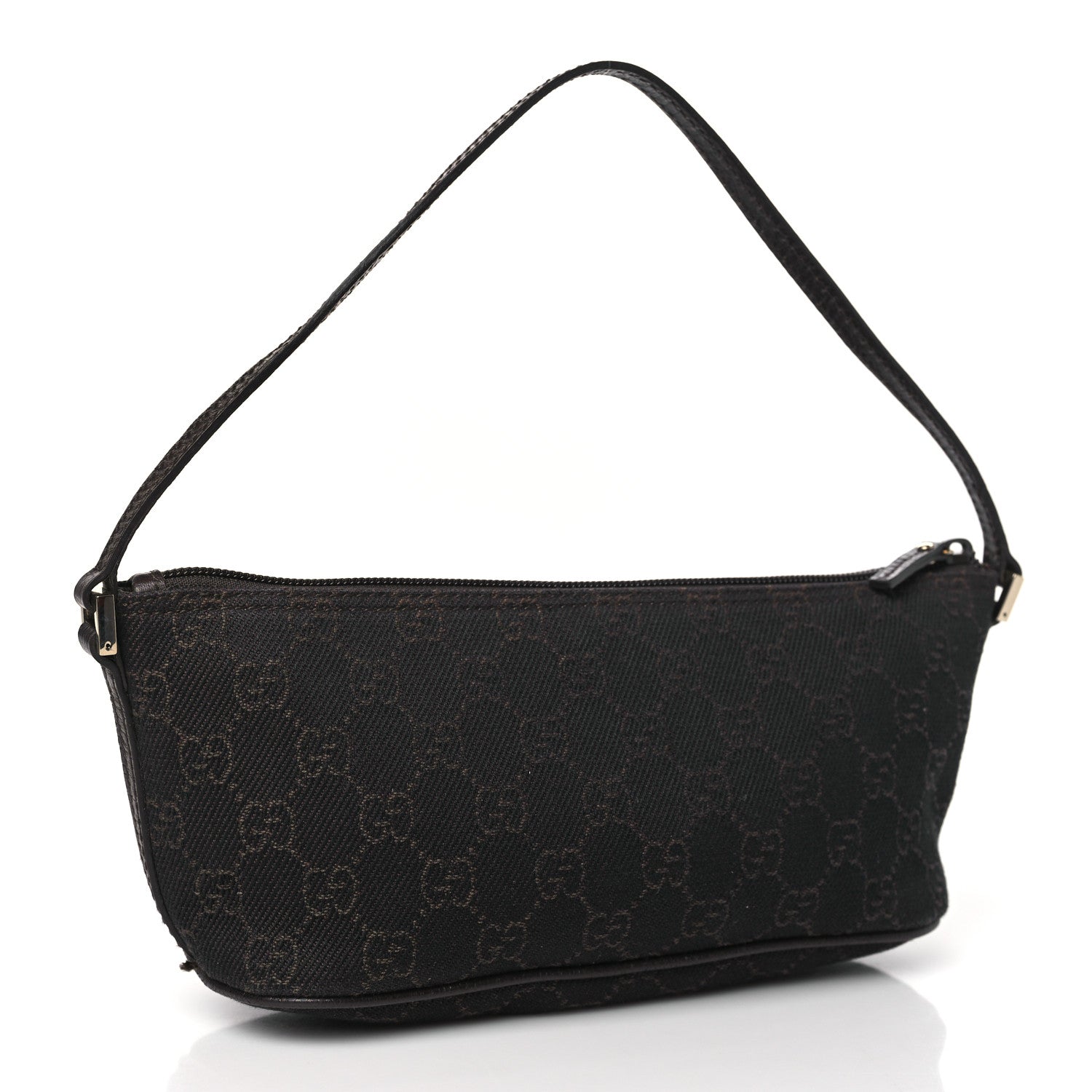 Gucci Denim Monogram Boat Pochette Dark Brown 3 of 13