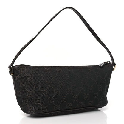 Gucci Denim Monogram Boat Pochette Dark Brown 3 of 13