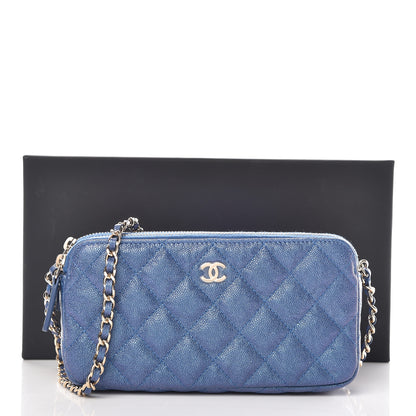 Chanel Iridescent Caviar Quilted Clutch With Chain Dark Blue 13 of 13