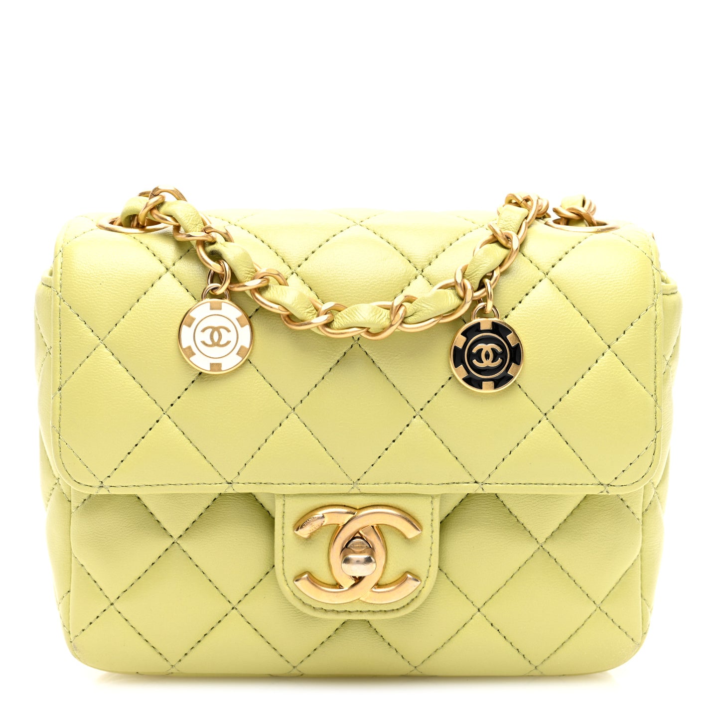 Lambskin Quilted Casino Chips  Green