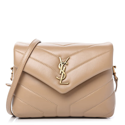 Saint Laurent Calfskin Y Quilted Monogram Toy Loulou Crossbody Bag Latte 1 of 11