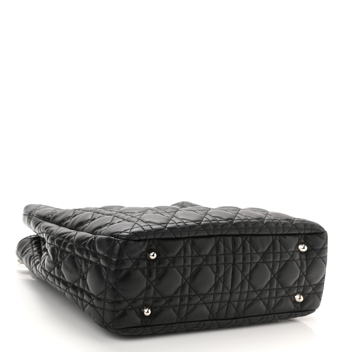 Christian Dior Lambskin Cannage Small Lock Tote Black 3 of 7