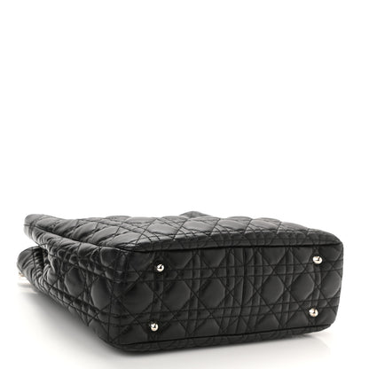Christian Dior Lambskin Cannage Small Lock Tote Black 3 of 7