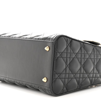 Christian Dior Lambskin Cannage Medium Lady Dior Black 10 of 11