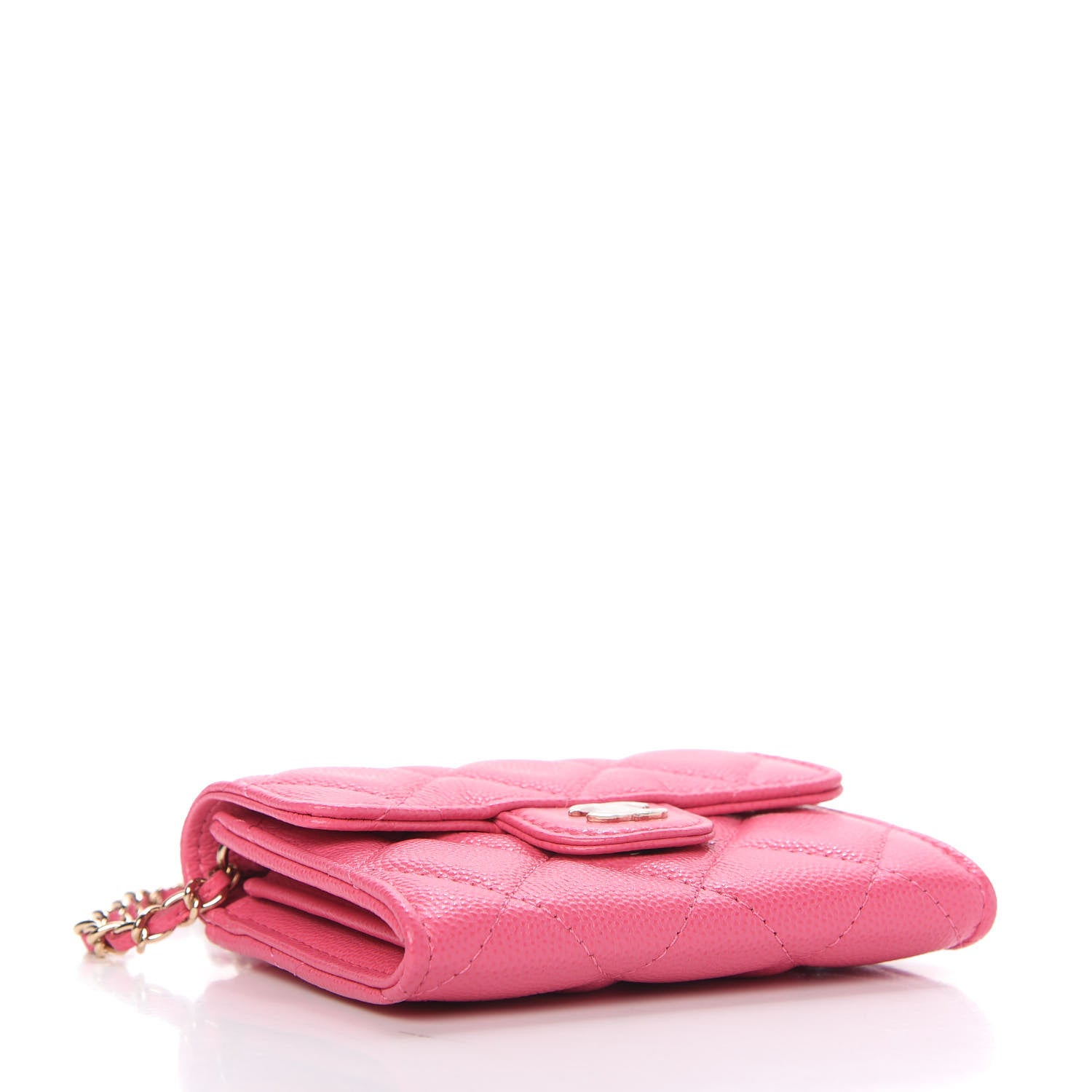 Chanel Caviar Quilted Flap Card Holder On Chain Pink 4 of 11