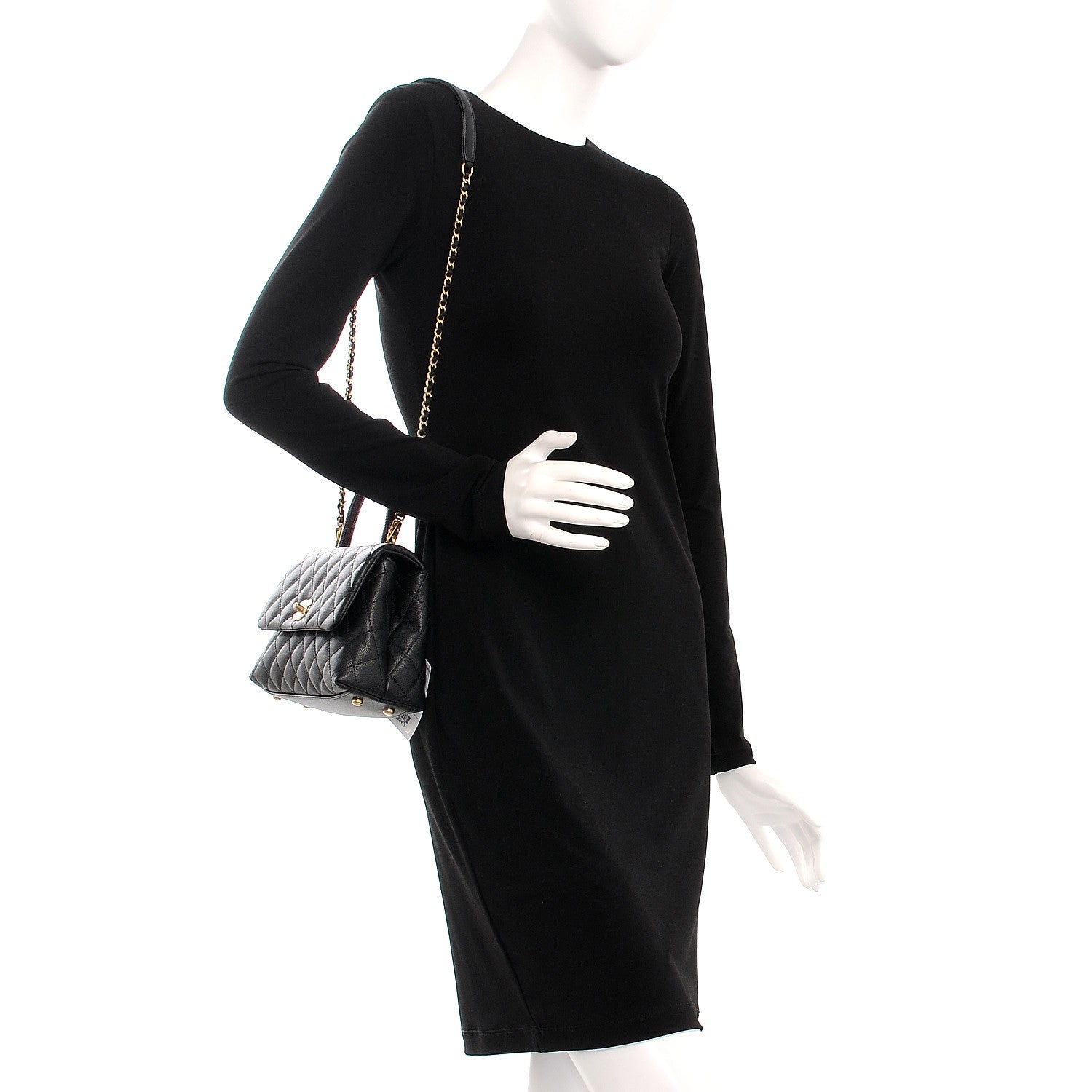 Chanel Caviar Lizard Quilted Mini Coco Handle Flap Black 2 of 9