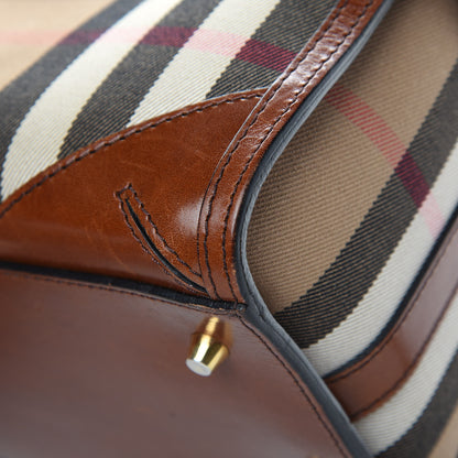 Burberry House Check Bridle Calfskin Medium Alchester Bowling Bag Dark Tan 13 of 17