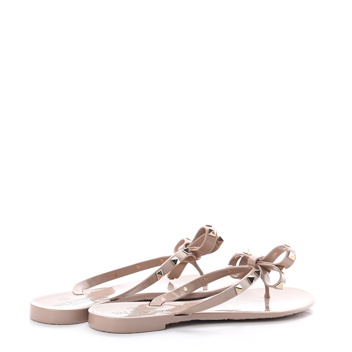 Valentino Garavani PVC Jelly Rockstud Bow Thong Sandals 39 Poudre 4 of 7