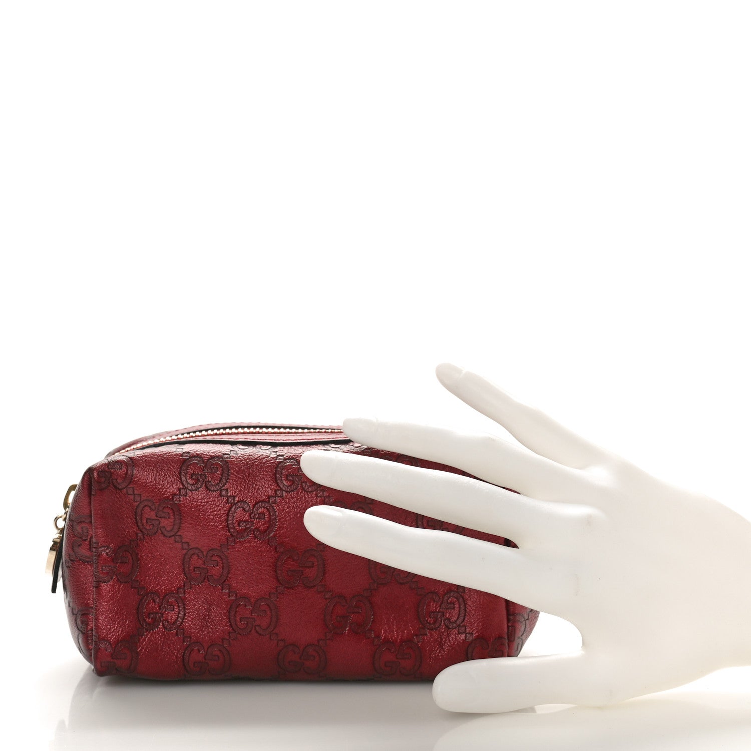 Gucci Metallic Guccissima Small Cosmetic Case Red 2 of 9