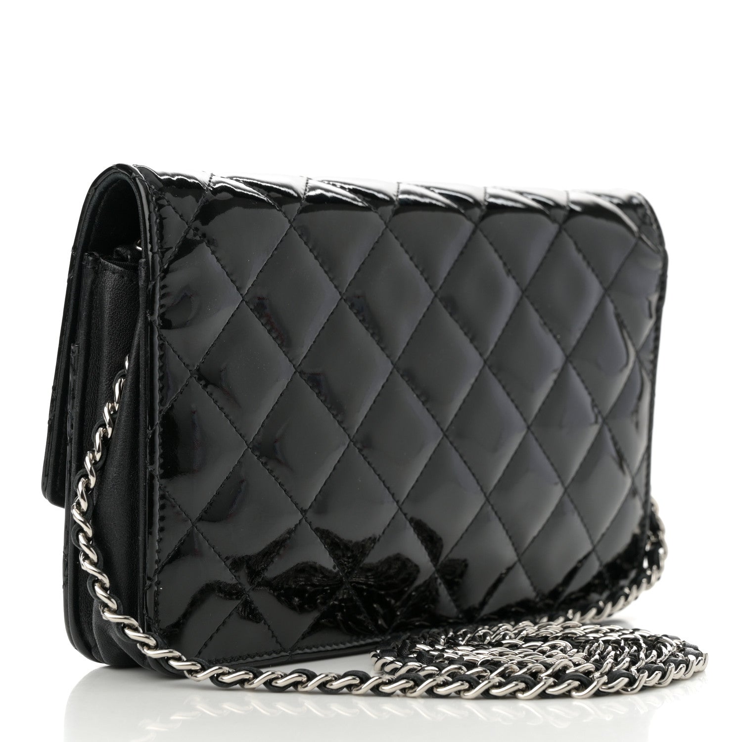 Chanel Patent Quilted Brilliant Wallet On Chain WOC Black 3 of 13