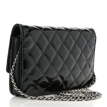 Chanel Patent Quilted Brilliant Wallet On Chain WOC Black 3 of 13