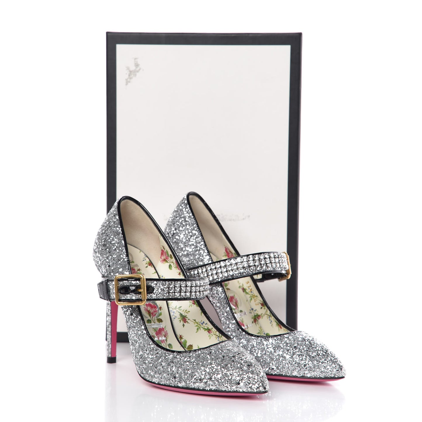 Calfskin Glitter Slyvie Mary Jane Pumps 37.5 Argento