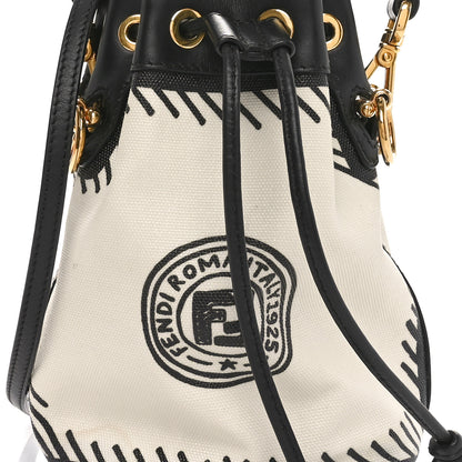 Fendi X JOSHUA VIDES Canvas Calfskin F is Fendi Mini Mon Tresor Bucket Bag White Black 8 of 11