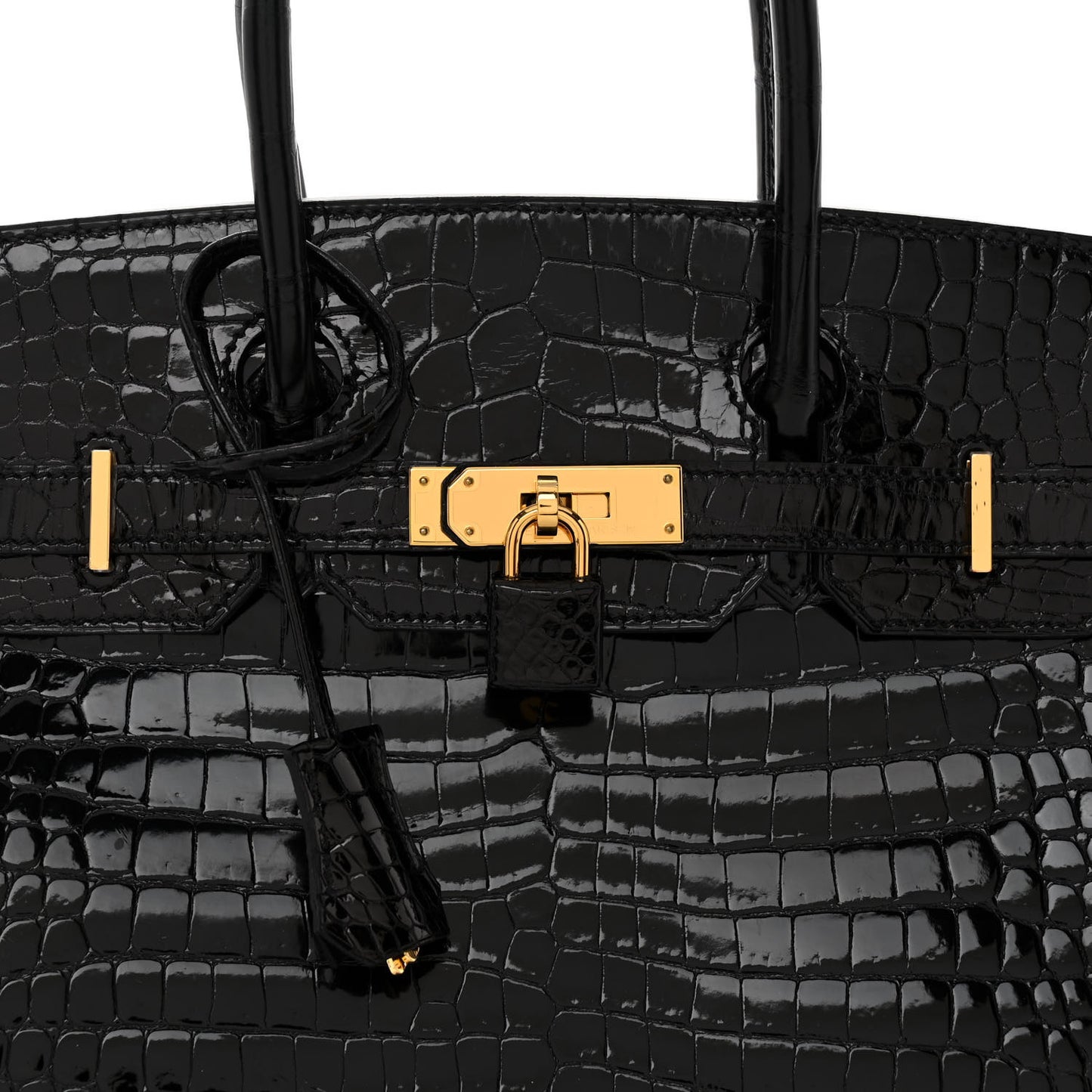 Shiny Porosus Crocodile Birkin 30 Black