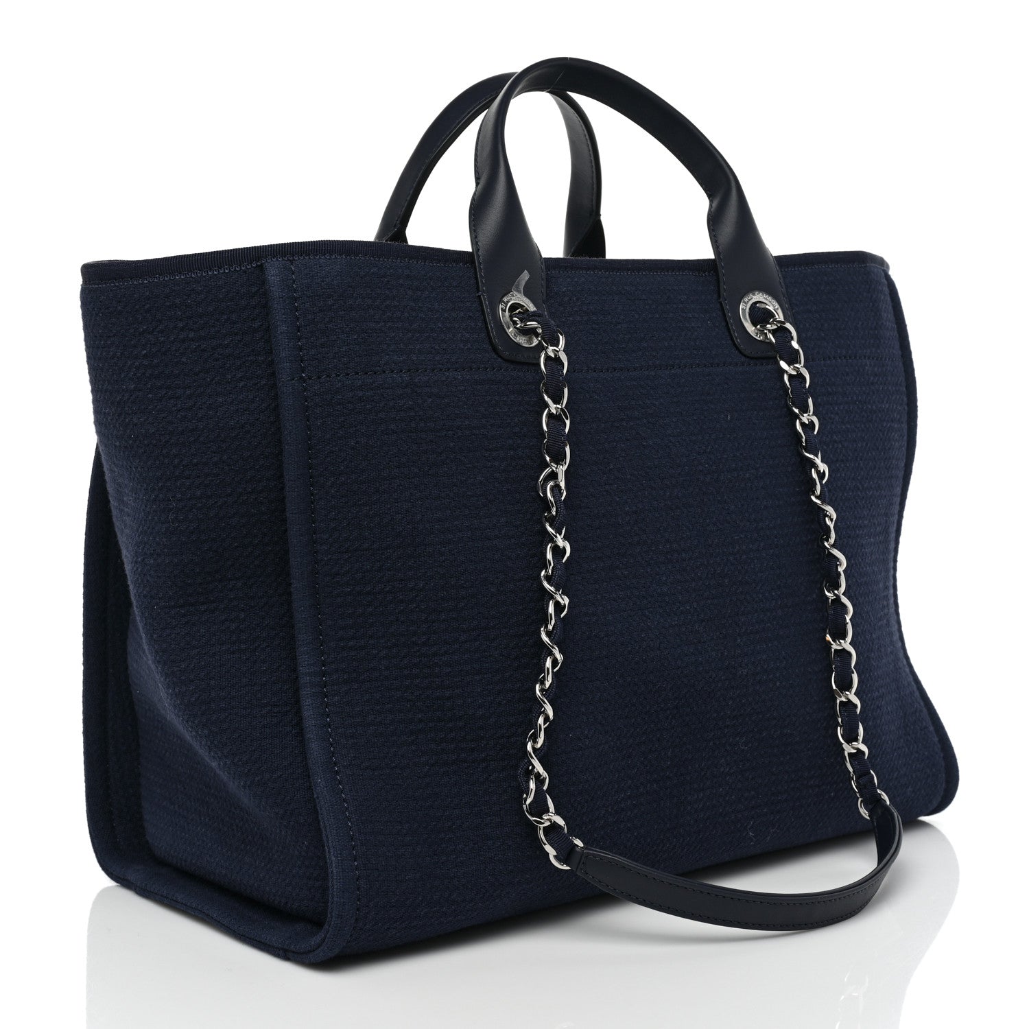 Chanel Mixed Fibers Calfskin Medium Deauville Tote Dark Blue 4 of 12