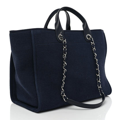 Chanel Mixed Fibers Calfskin Medium Deauville Tote Dark Blue 4 of 12
