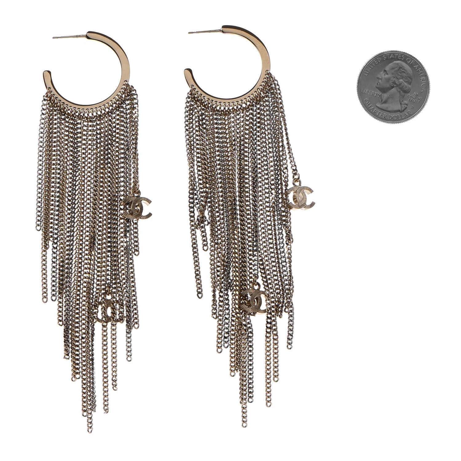 Chanel Chain CC Hoop Earrings Gold 2 of 4