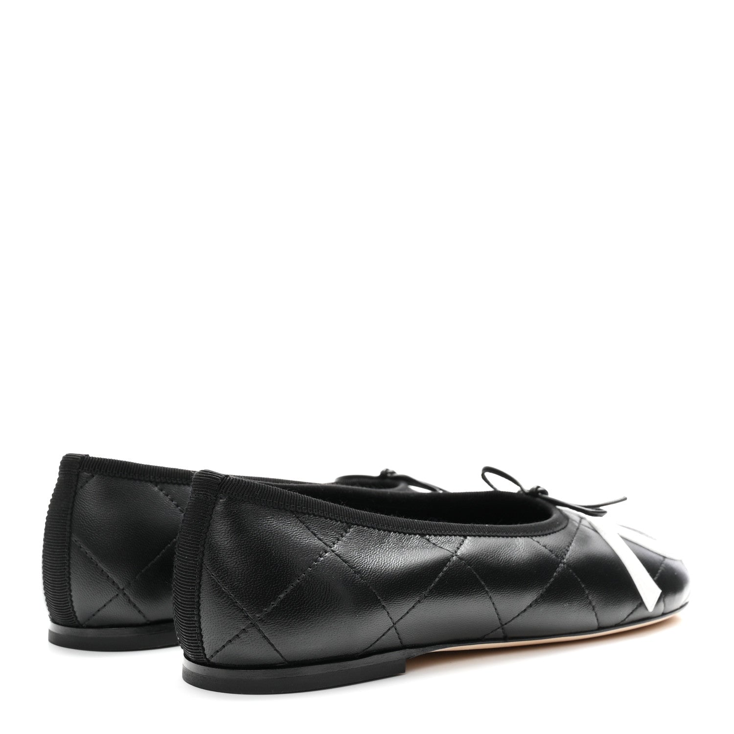 Chanel Lambskin Quilted CC Cambon Ballet Flats 38.5 Black White 5 of 10