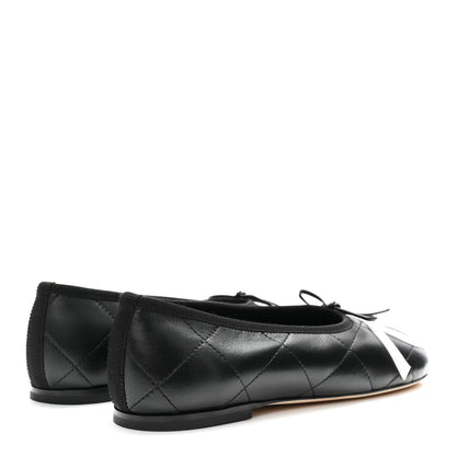 Chanel Lambskin Quilted CC Cambon Ballet Flats 38.5 Black White 5 of 10