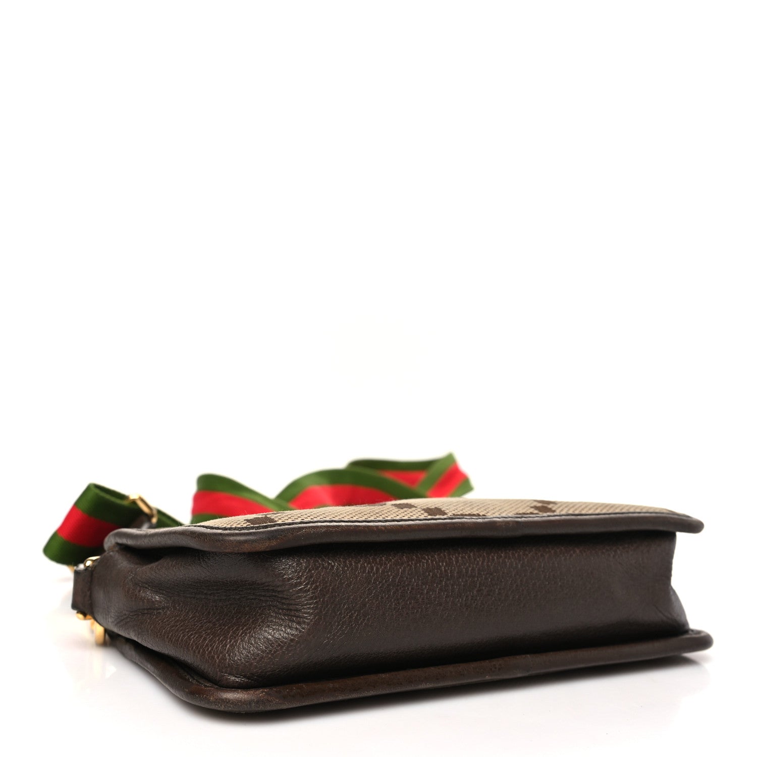 Gucci Monogram Jumbo GG Textured Dollar Calfskin Web Mini Crossbody Bag Camel Ebony New Acero 4 of 13