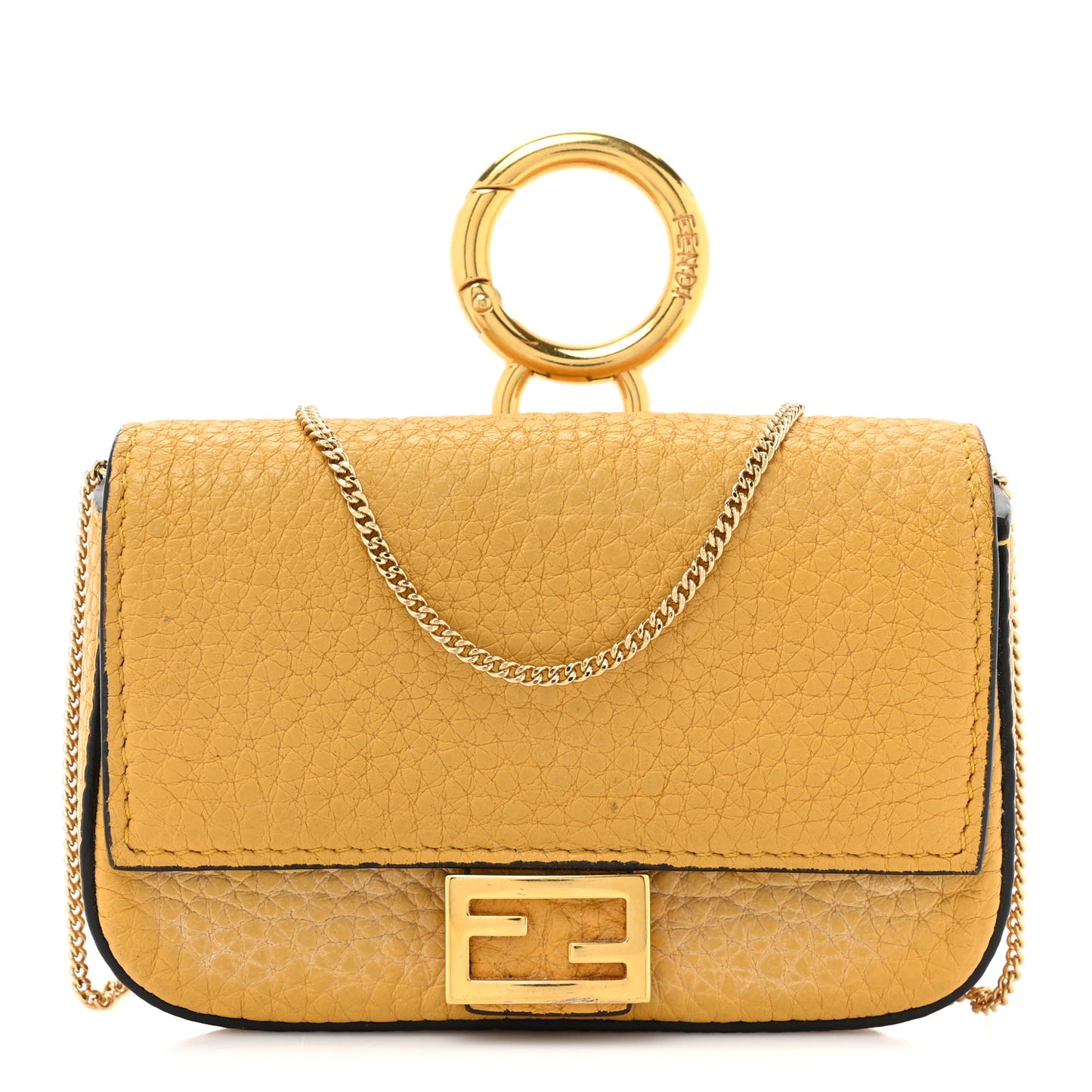 Cuoio Romano Scented Nano Baguette Charm Giallo Fendi