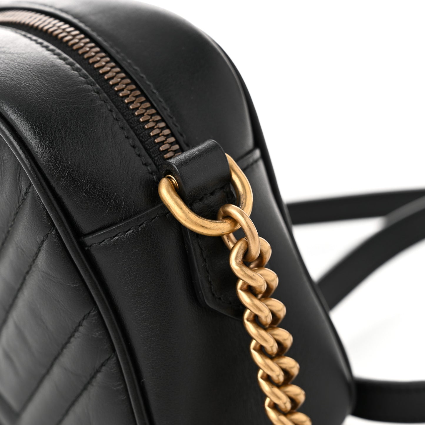 Calfskin Matelasse Small GG Marmont Chain Shoulder Bag Black