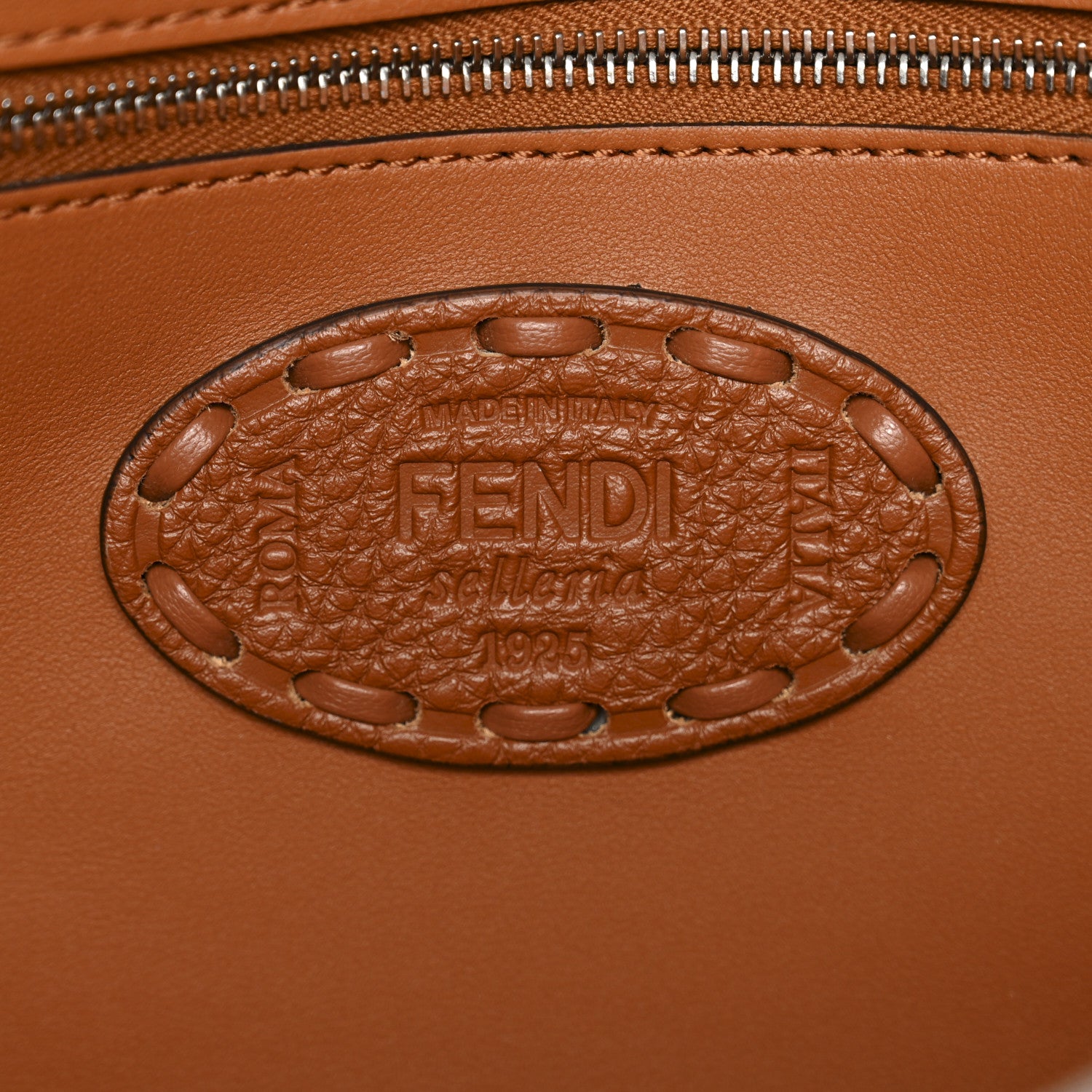Fendi Cuoio Roma Sellerissima Nappa Sintetica Tape Stitch Baguette Brandy 6 of 11