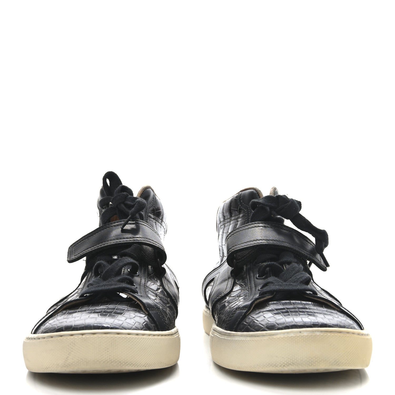 Hermes Shiny Porosus Crocodile Mens Quantum High Top Sneakers 44.5 Black 3 of 9