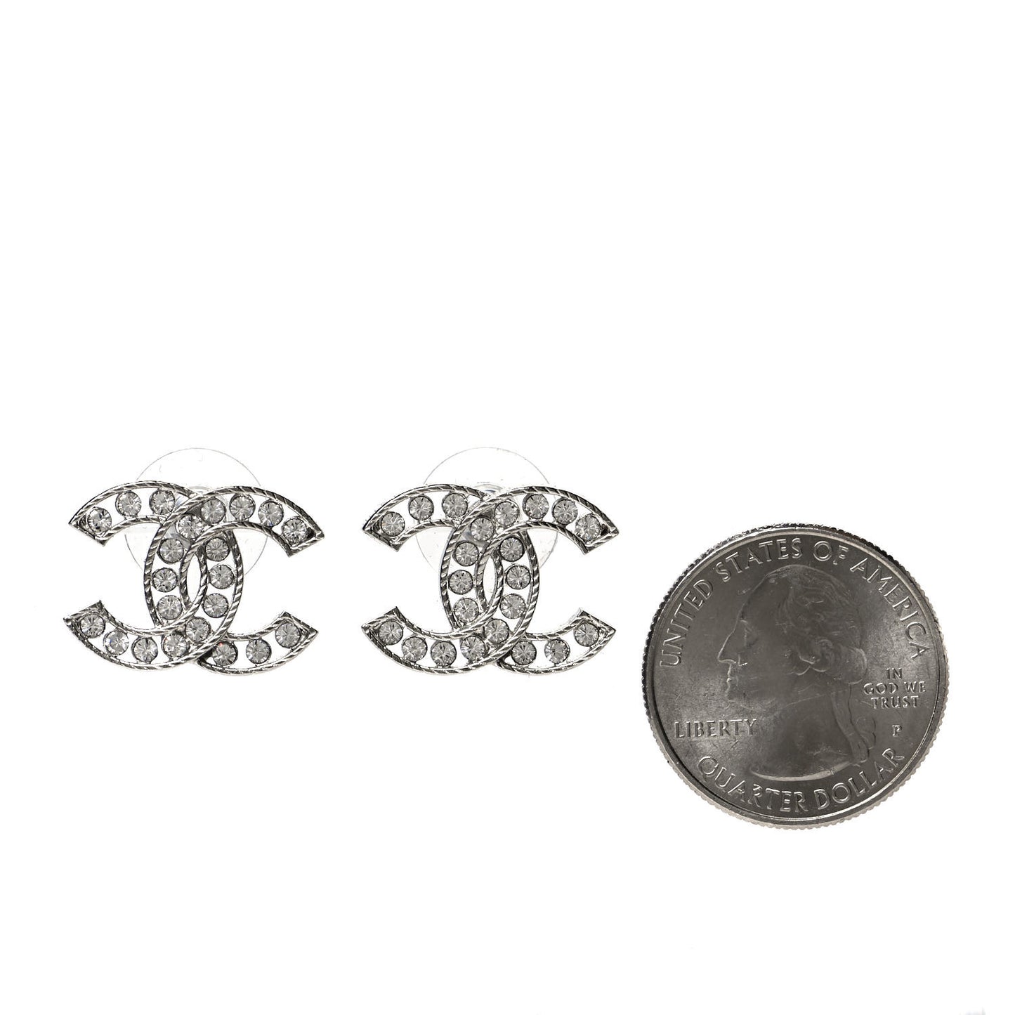 Crystal CC Chain Earrings Silver