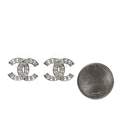 Chanel Crystal CC Chain Earrings Silver 2 of 4