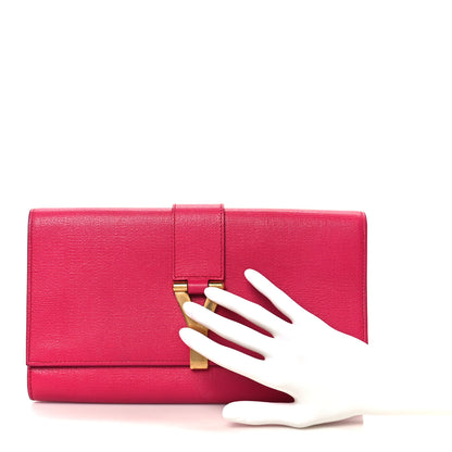 Saint Laurent Textured Calfskin Y Ligne Clutch Fuchsia 4 of 14
