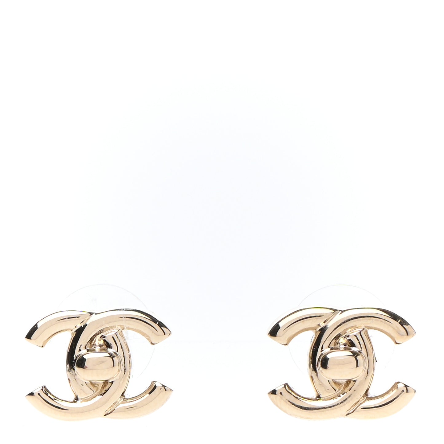 Metal CC Turnlock Earrings Gold