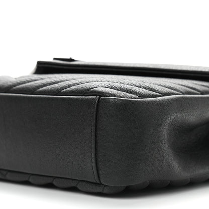 Saint Laurent Sheepskin Matelasse Chevron Monogram Monochrome Medium College Bag Black 9 of 9