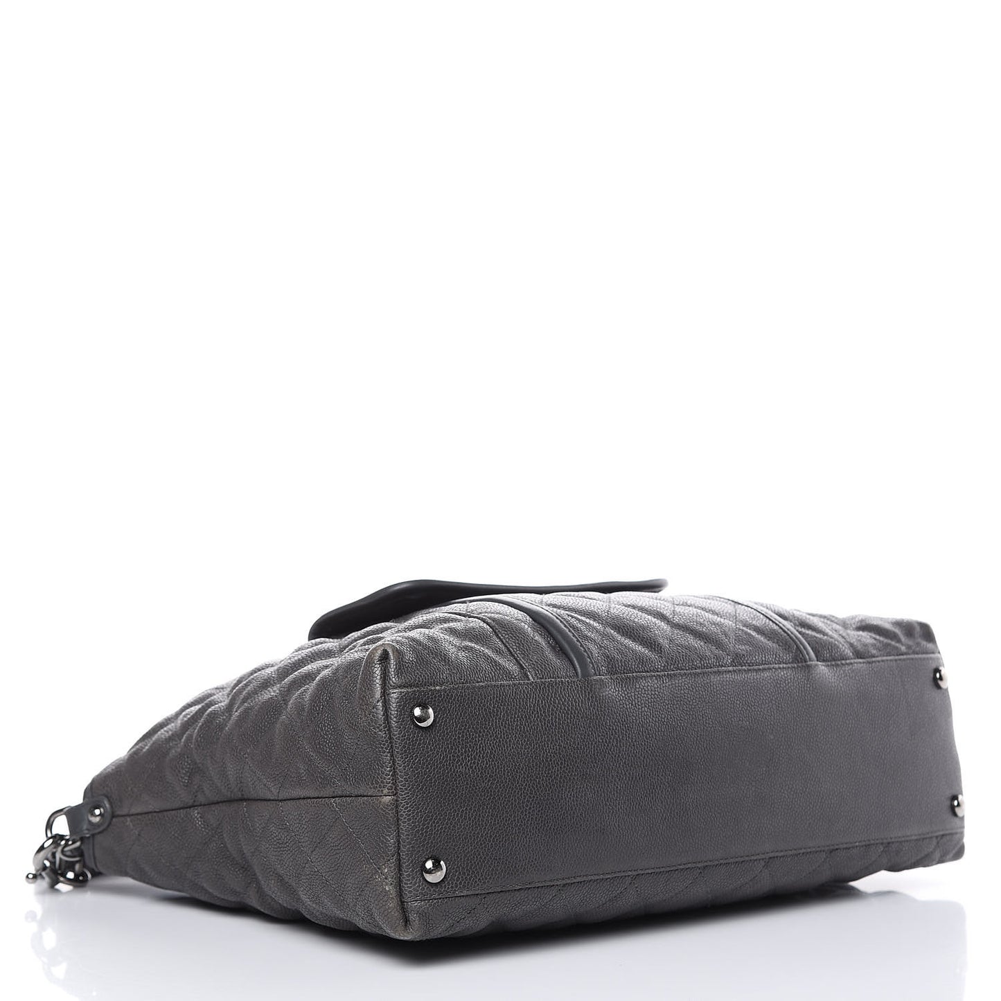 Caviar Quilted French Riviera Hobo Dark Grey