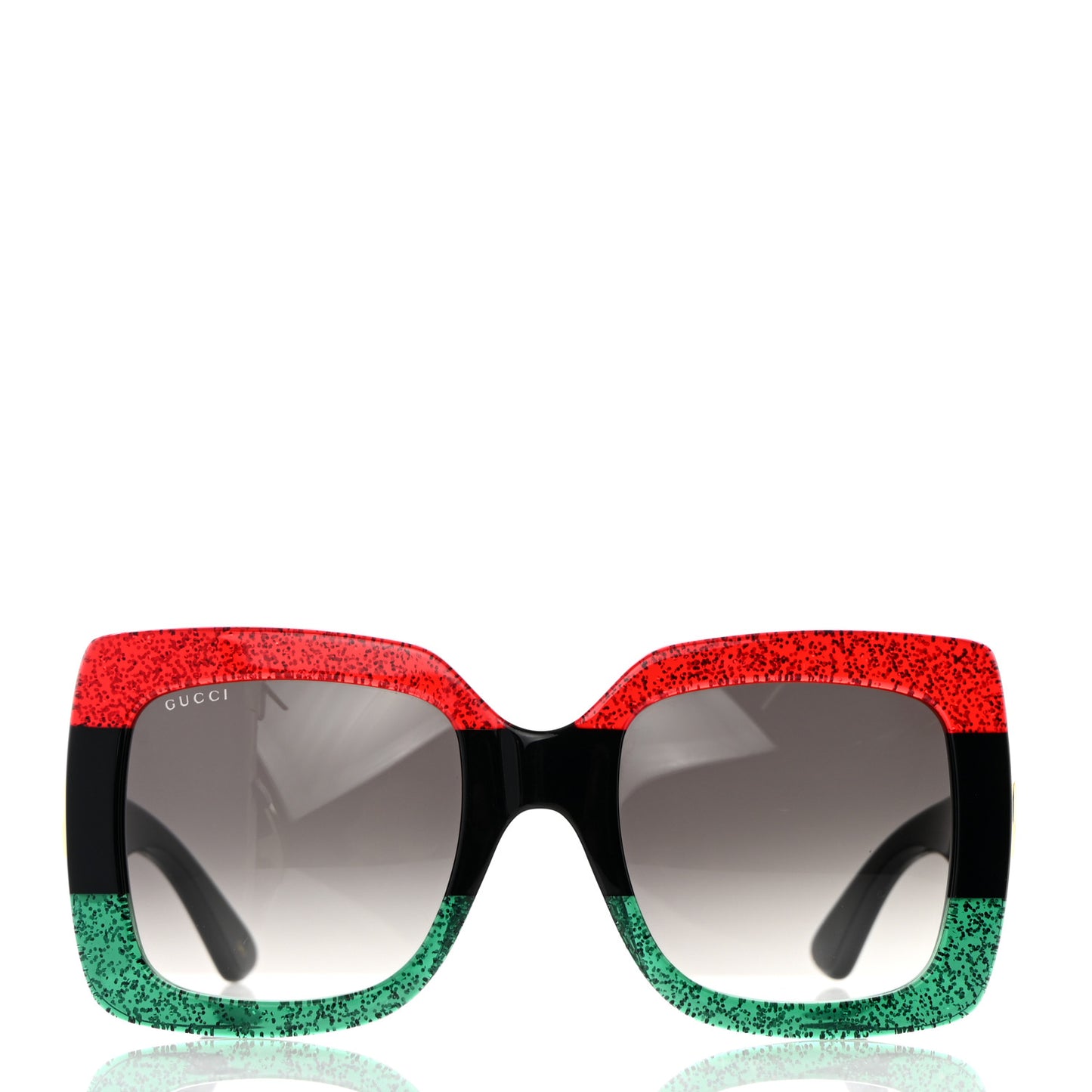 Acetate Square Frame Sunglasses GG0083S Glitter Red Black Green