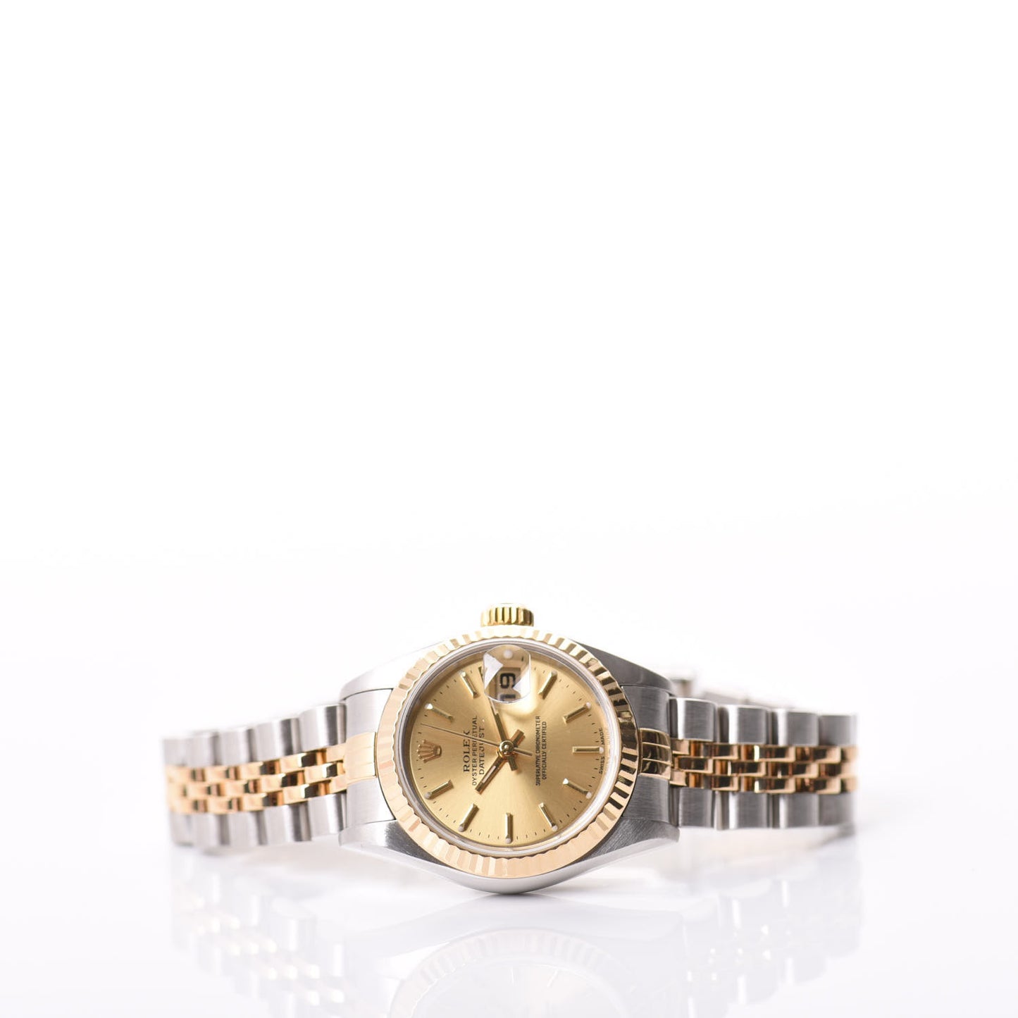 Stainless Steel 18K Yellow Gold 26mm Oyster Perpetual Datejust Watch Champagne 79173