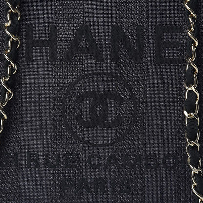 Chanel Woven Straw Raffia Striped Large Deauville Tote Black 8 of 10