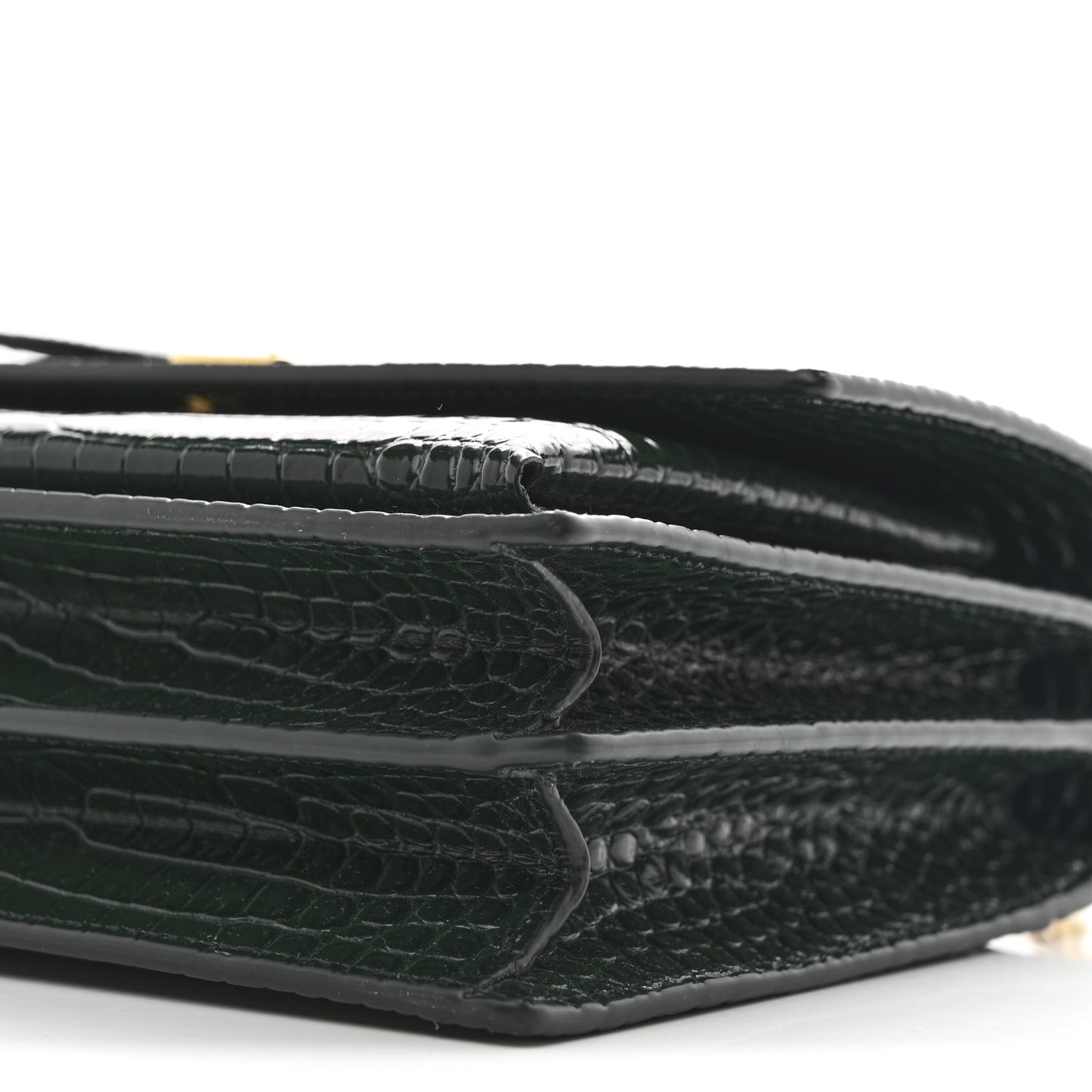 Calfskin Crocodile Embossed Medium Monogram Sunset Dark Green