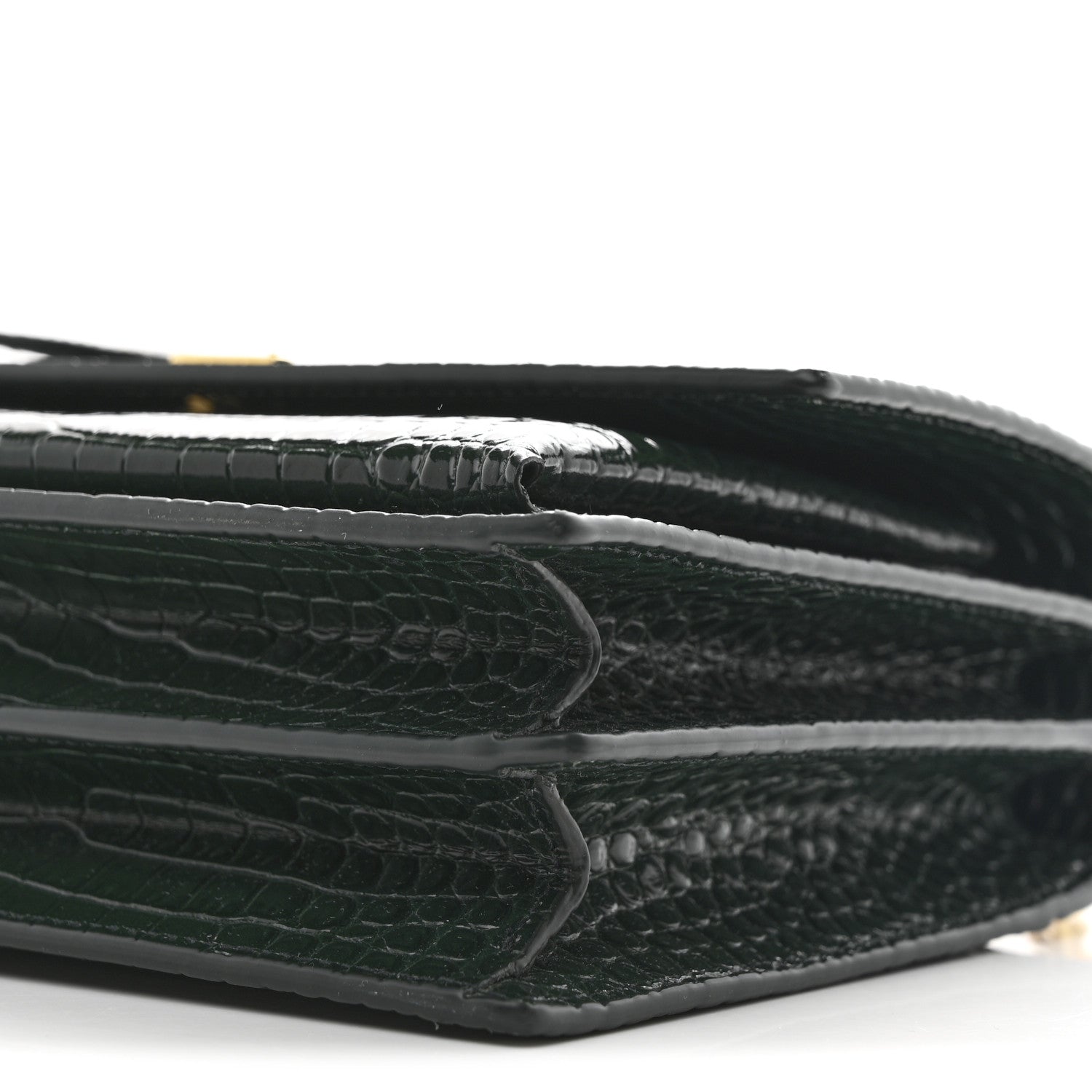 Saint Laurent Calfskin Crocodile Embossed Medium Monogram Sunset Dark Green 11 of 12